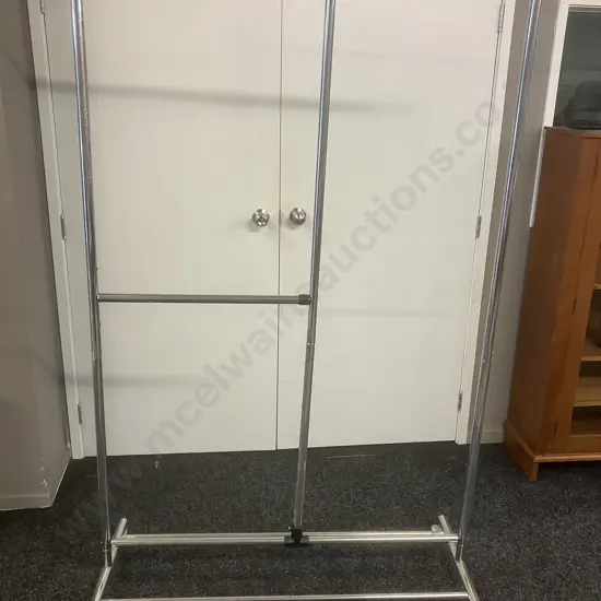 Chromed Dress Rack On Castors With Adjustable Middle Rail. 184 x 115cm