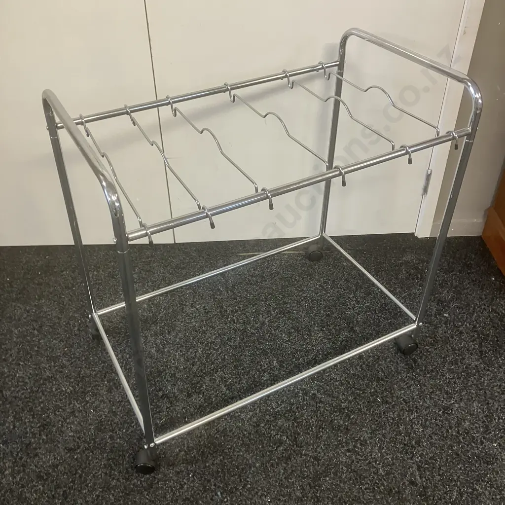 Chrome Display / Storage Rack On Wheels. H74 W75 D46cm Image 1++