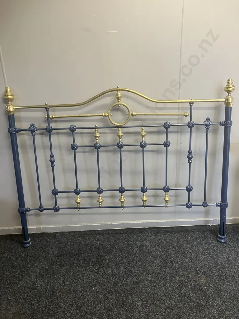 Blue & Brass Coloured Headboard (As Found) 120 x 156cm Image 1++