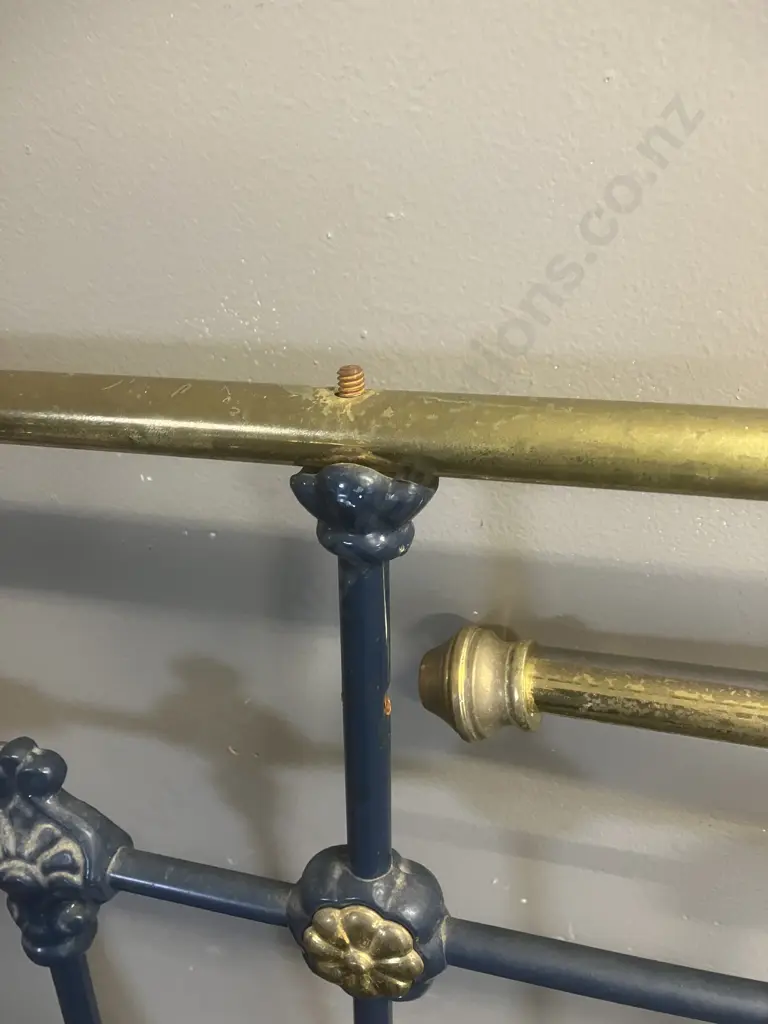 Blue & Brass Coloured Headboard (As Found) 120 x 156cm Image 1++