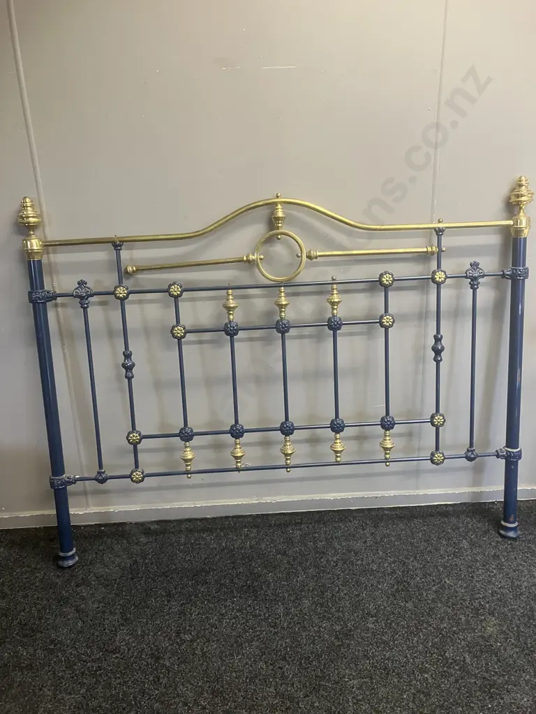 Blue & Brass Coloured Headboard (As Found) 120 x 156cm Image 1++