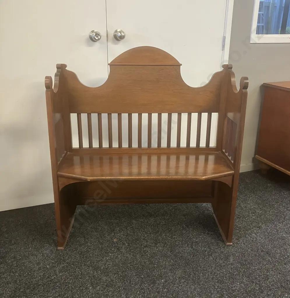 Vintage Oak Church Pew. H101 W91.5 D36.5cm Image 1++