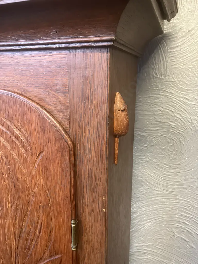 Robt Davy, Aylsham: George III Period Carved Oak Longcase Clock. Has a Carved Mouse On The Side of The Case Image 1++