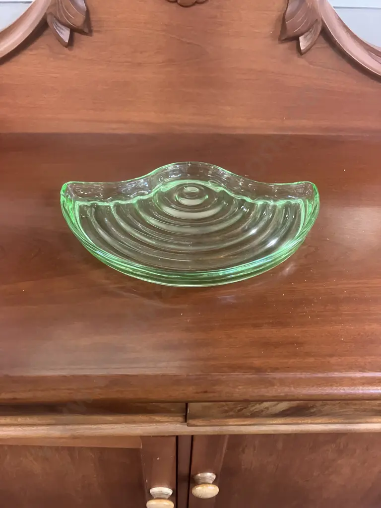 Art Deco Uranium Bagley Filey Green Glass Dressing Table Tray c1930s England. 33 x 21.5cm Image 1++