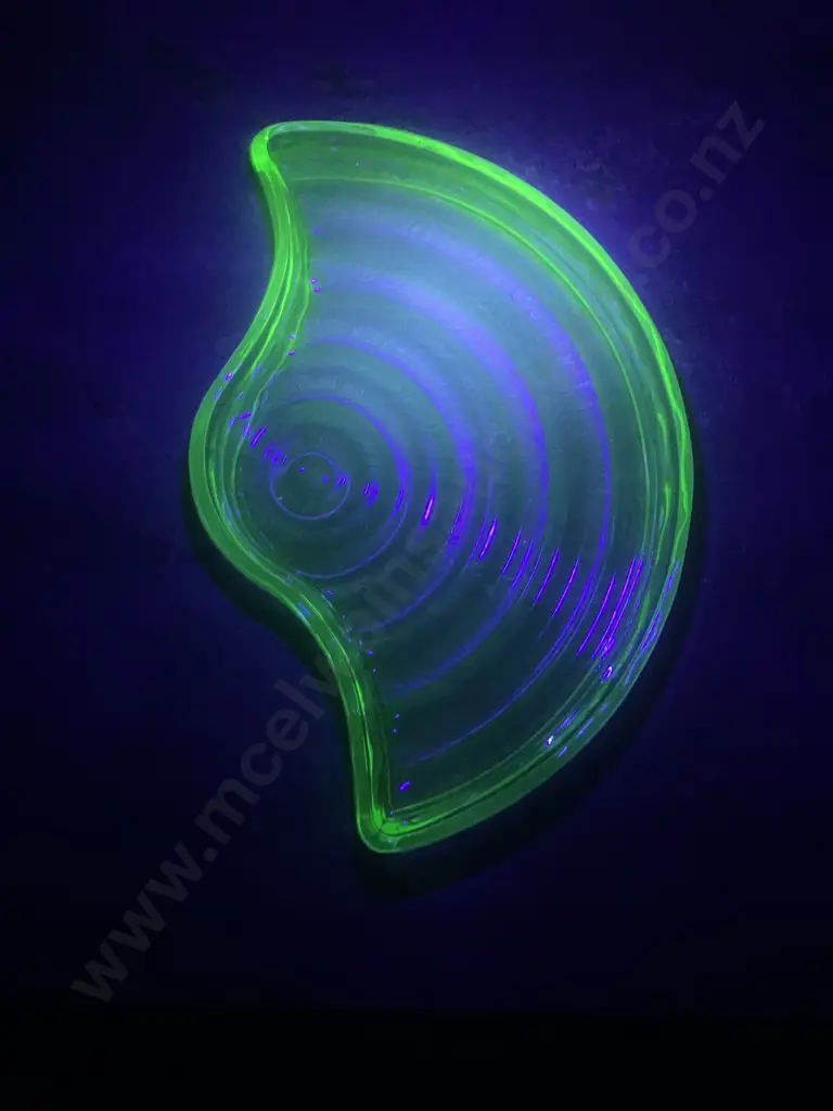 Art Deco Uranium Bagley Filey Green Glass Dressing Table Tray c1930s England. 33 x 21.5cm Image 1++