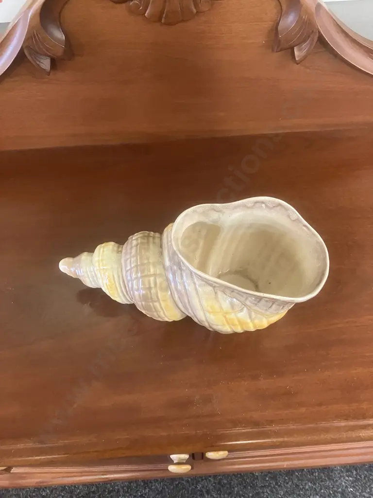 Shorter & Son England Art Deco Large Conch Shell Vase #317 c1930. 13 x 31cm Image 1++