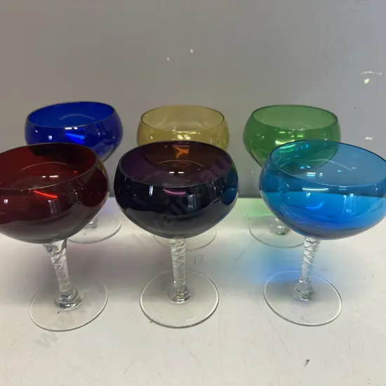 Six Vintage Air Twist Stemmed Wine Glasses