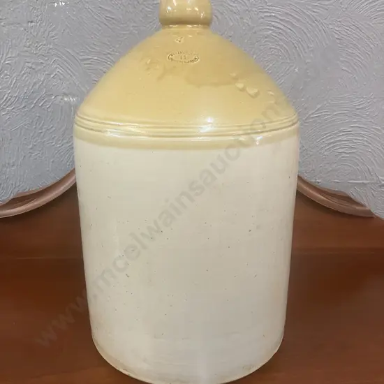 Antique Govancroft Pottery Glasgow Two Tone Stoneware Flagon. 46 x 29cm