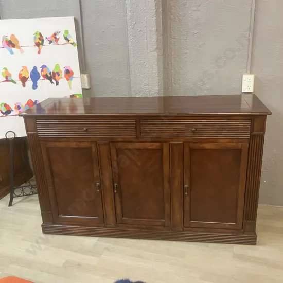 Buffet - 2 Drawers With Ridge Fronts, 3 Doors, Metal Handles. H90 W150 D45.5cm