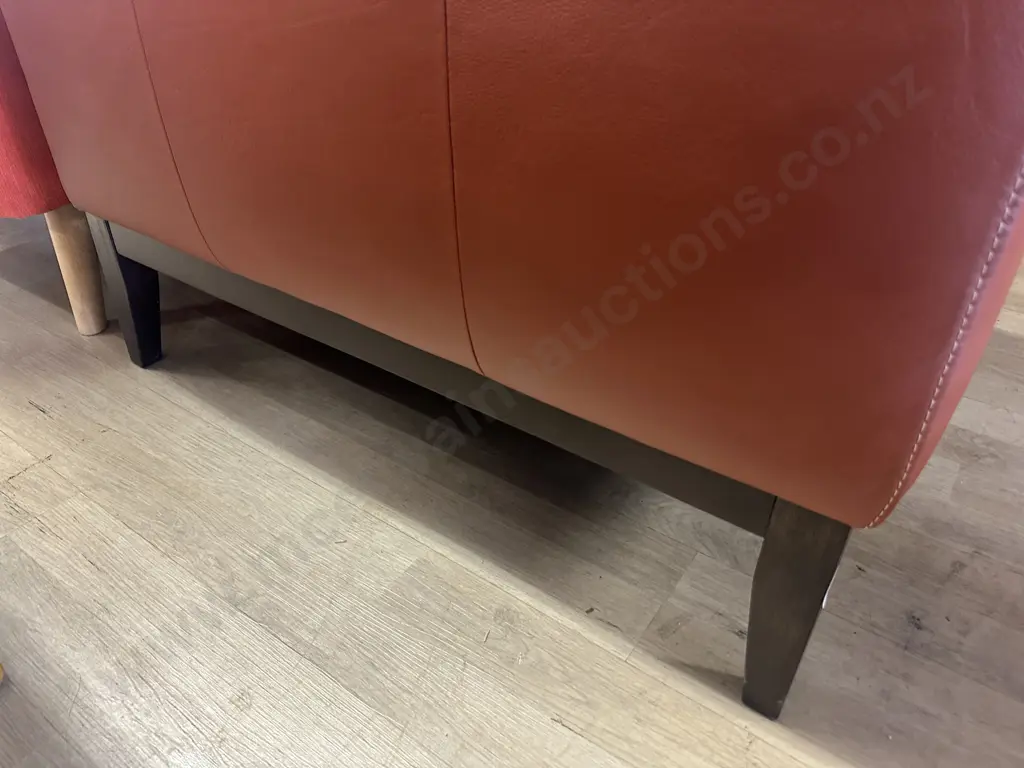 3 Seater Leather Corner Sofa with Chaise, Terracotta Colour - Ex Furniture Zone Image 1++