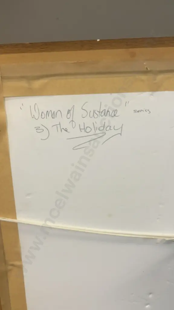 Christine Cowdrey Original Framed Watercolour - "Woman of Substance" 3) The Holiday. 58 x 76cm Image 1++