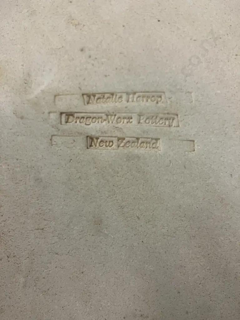 Natalie Harrop Dragon-Worx Pottery New Zealand 'Ocean Theme' Large Platter 45.5 x 32.5cm & Bowl Image 1++