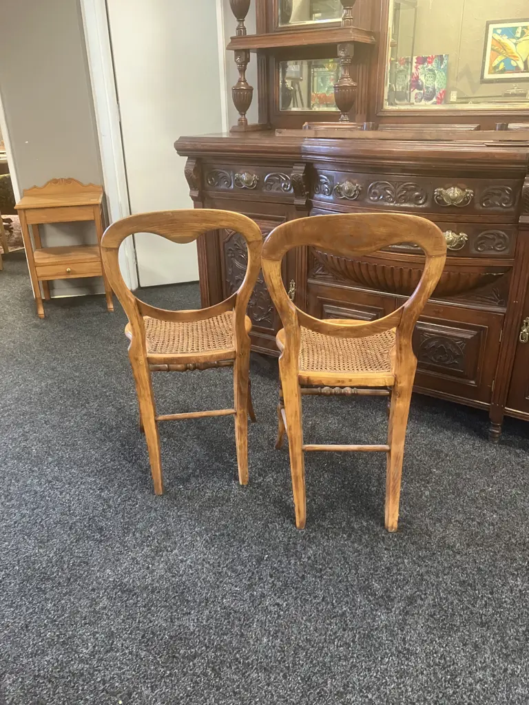 Pair of Victorian Bergere Balloon Back Dining Side Chairs (1 Chair As Found) Image 1++