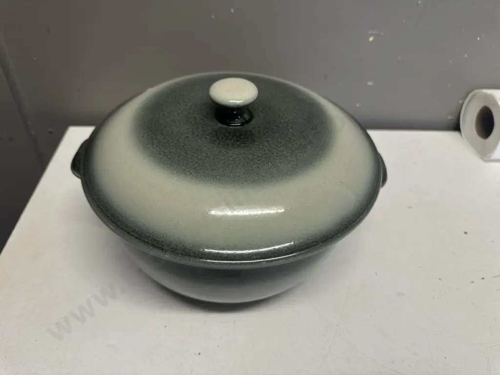 Large Temuka Stoneware Lidded Casserole Dish Blue Tones Image 1++