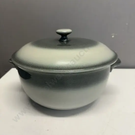 Large Temuka Stoneware Lidded Casserole Dish Blue Tones