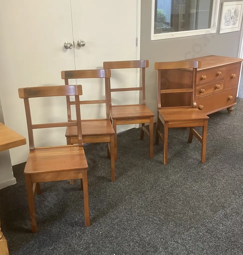 Set of 4 Recycled Kauri Curved Back Side Chairs Image 1++