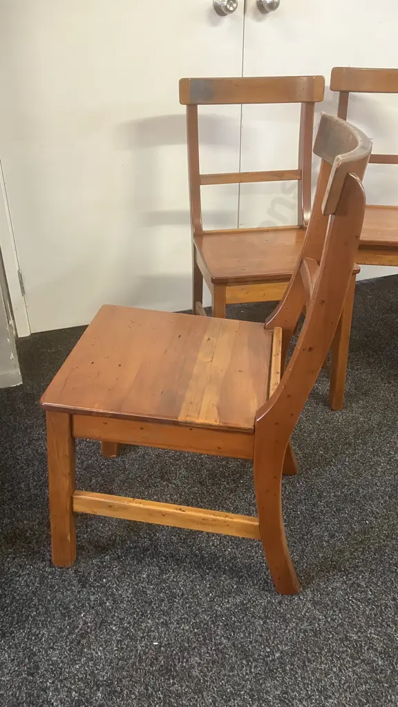 Set of 4 Recycled Kauri Curved Back Side Chairs Image 1++