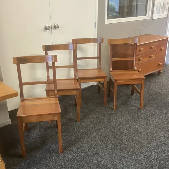Set of 4 Recycled Kauri Curved Back Side Chairs