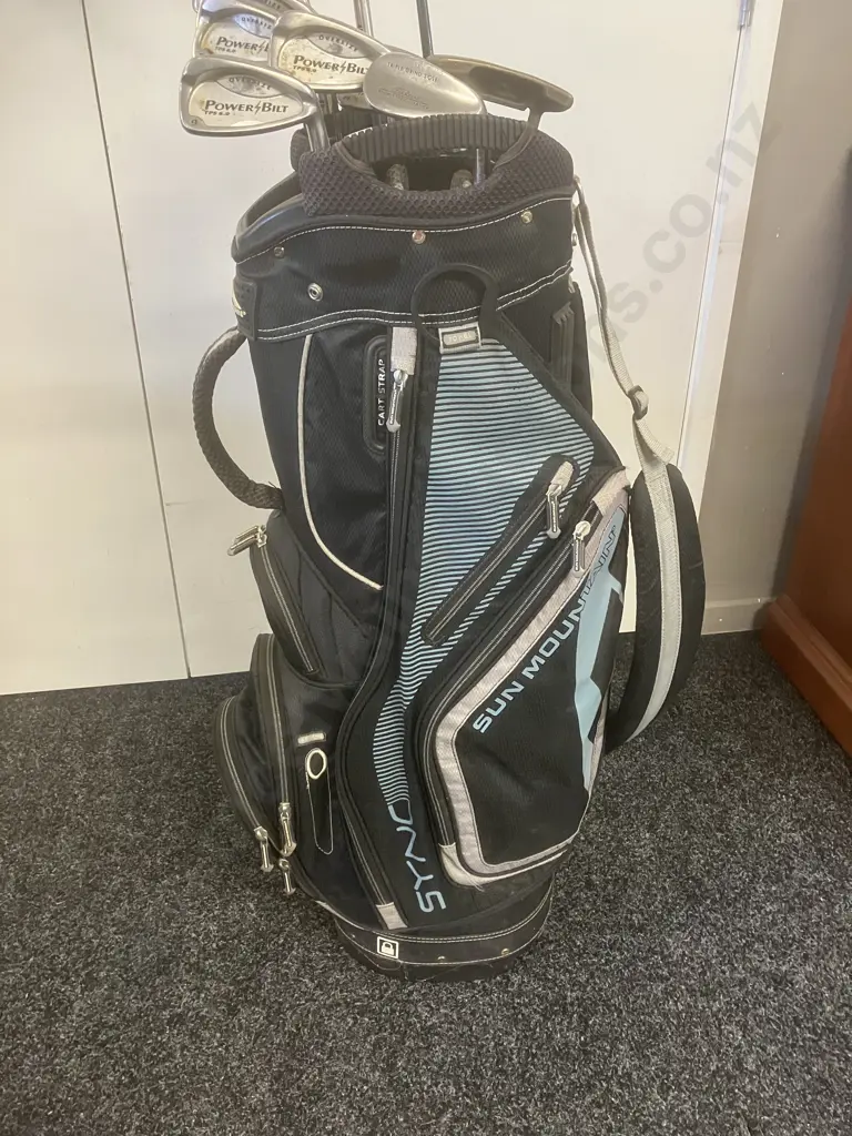 Golf Set - TaylorMade Driver, PowerBilt TPS 6.0 Irons, Ping Anser3 Putter, Titleist Wedge, Sun Mountain Sync Cart Bag Image 1++