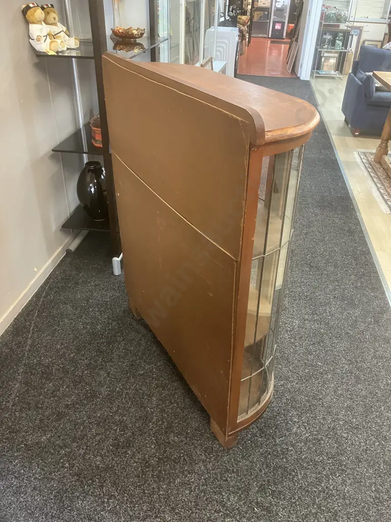 Rimu Leadlight Dome Front China Display Cabinet. 2 Shelves. H112 W90 D30.5cm Image 1++