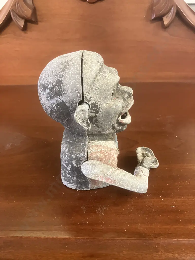 Vintage 1950s Painted Cast Aluminum Mechanical Money Bank - Thomas Ashworth & Co, Burnley, England.H16cm (Incomplete) Image 1++