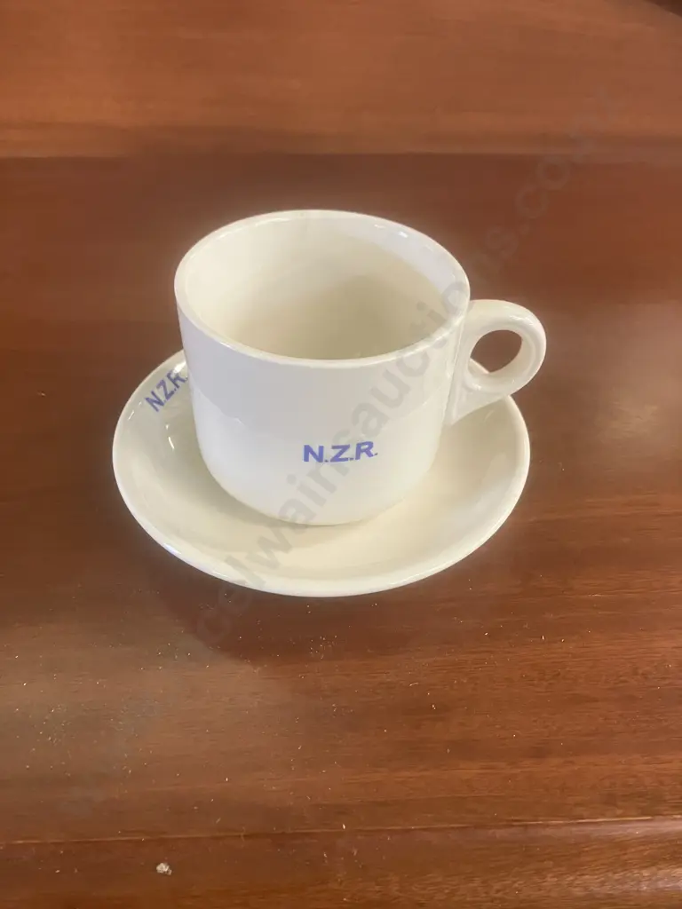 Collectable New Zealand Railways Commemorative Raurimu Spiral Electrification Cup & Saucer, 1986 Crown Lynn Potteries Image 1++