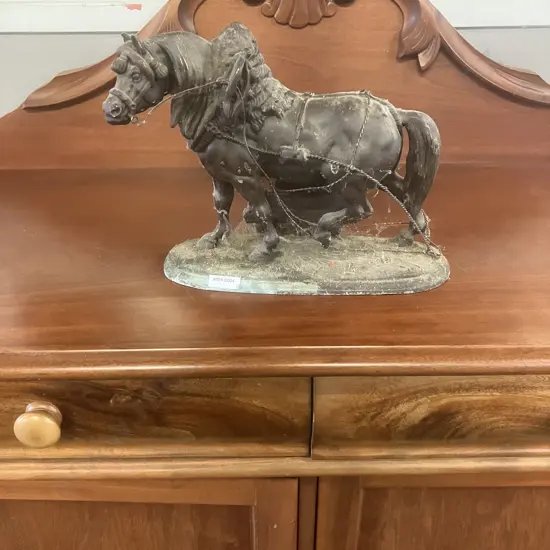 Antique 1904 Spelter Ansonia NORMAN HORSE #1012 Clock Topper Side Accent Statue. 24 x 32cm