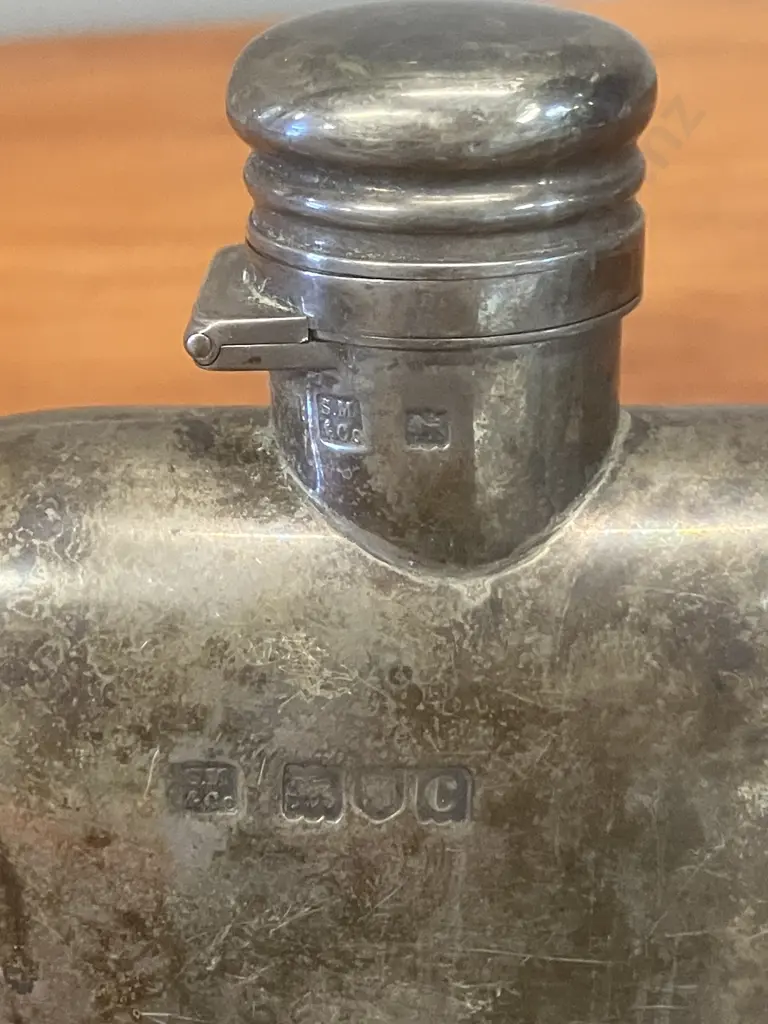 1898 Georgian Hallmarked Silver Flask - Sampson Mordan & Co London (Damaged) Image 1++