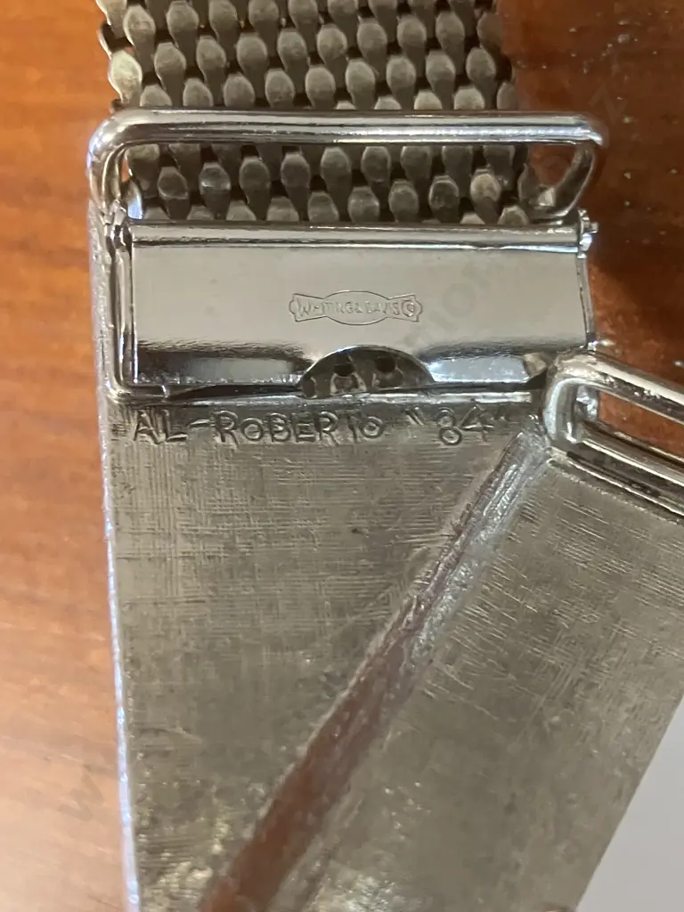 Vintage Whiting & Davis Silver Mesh Waist Belt - Signed Al Roberto 84'. L94cm Image 1++