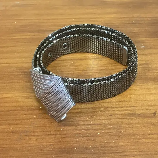 Vintage Whiting & Davis Silver Mesh Waist Belt - Signed Al Roberto 84'. L94cm