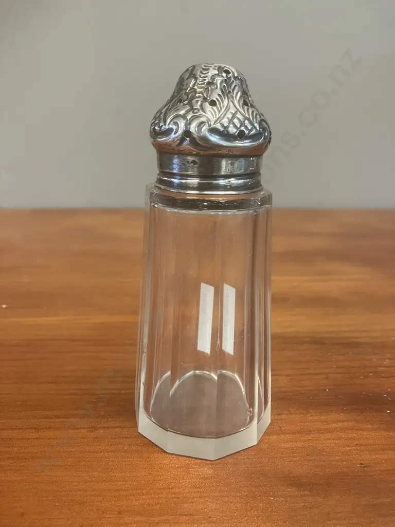 Edwardian Sterling Silver Glass Sugar Shifter Henry Matthews Birmingham 1907 Hallmarked. H12.5cm Image 1++