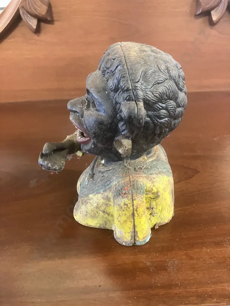 Antique English "Dinah" Cast Iron Mechanical Bank by John Harper & Co With Original Base Plate. H16cm Image 1++