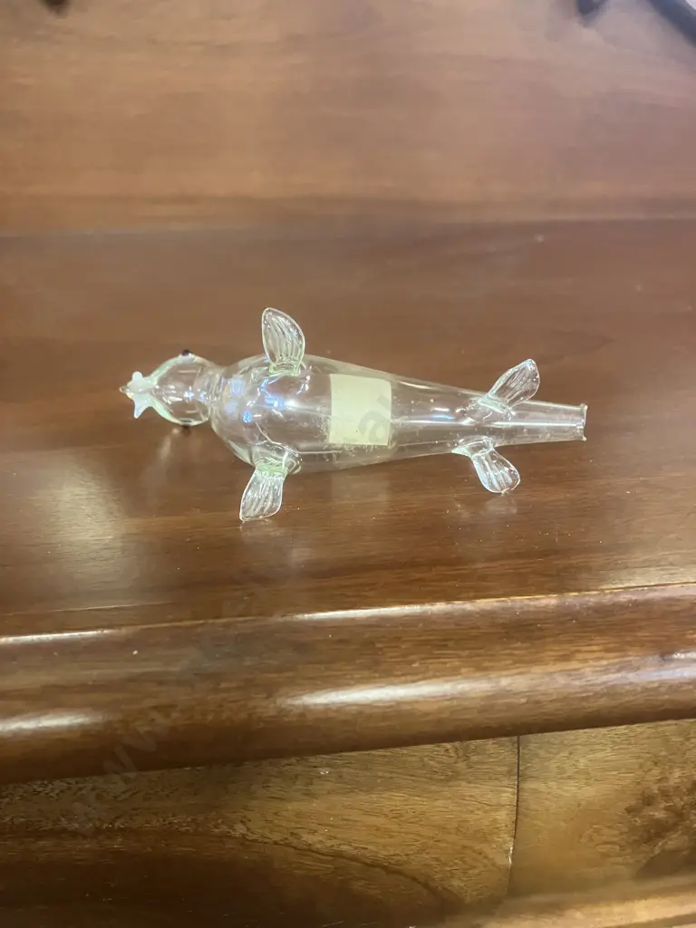 Rare Collectable Creme De Cacao Blown Glass Walrus Miniature Liquor Bottle Image 1++