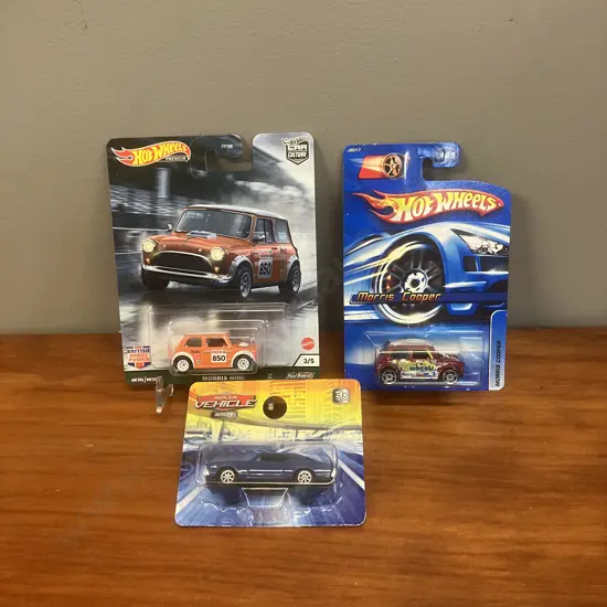 Hot Wheels Morris Cooper, Morris Mini & Welly Brand Replica Vehicle Series 3 - All New In Box Sealed