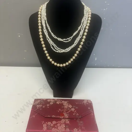 Vintage Pearl Coloured Necklaces x3