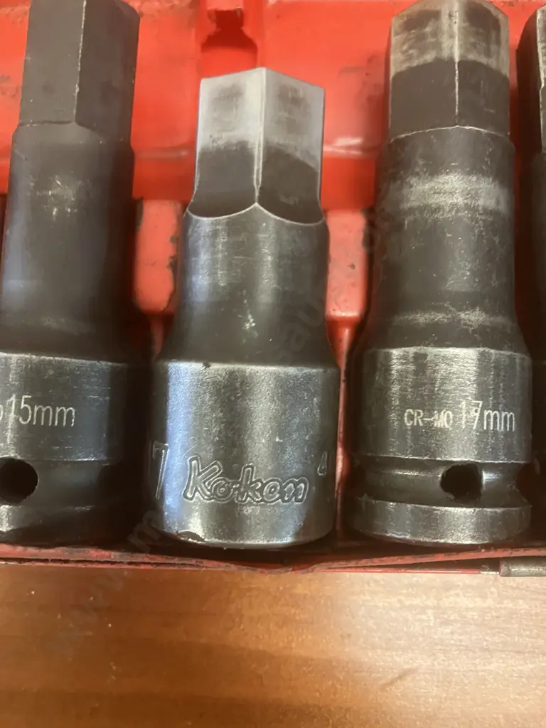 1/2" Drive Metric InHex Impact Bit Socket Set - 11,12,13,14,15,17,19mm Cr-Mo & Koken 4012M-60 InHex Bit Socket 17mm Image 1++