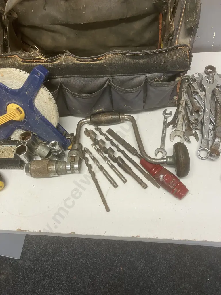Toolbag, Tools, 50 Meter Tape, Brace & Bit Etc With 4 Hand Saws Image 1++