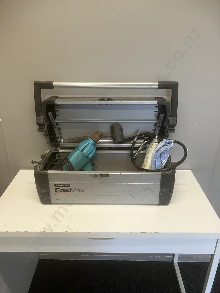 Stanley FatMax Toolbox, Handle Rotates To Lock, Lid Strap For Level,  Electric Drill, Grease Gun, Rubber Hammer Image 1++