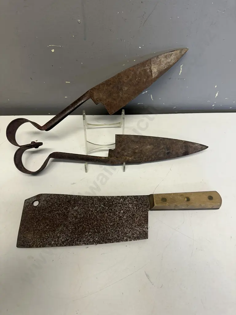 Vintage Meat Cleaver & Shearers Image 1++