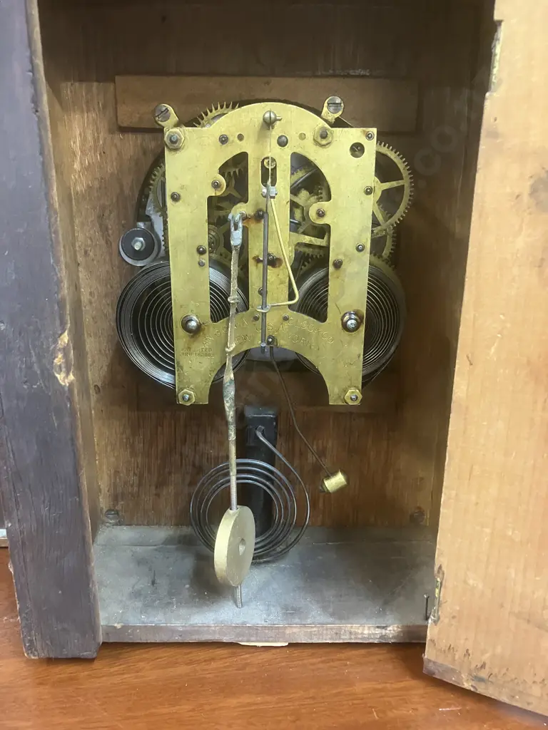 Antique Ansonia New York Wood Cased Eight Day Mantle Clock Patent Stamp June 18. 1882, Has Pendulum, No Key. 40 x 60cm Image 1++
