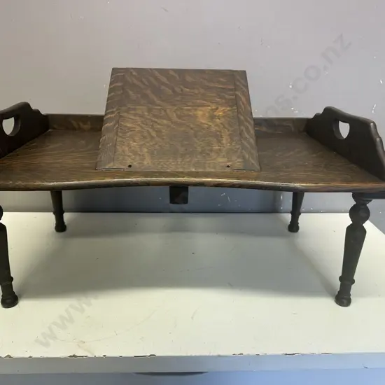 Antique Oak Portable Tray With Bookstand 31x61x37cm.