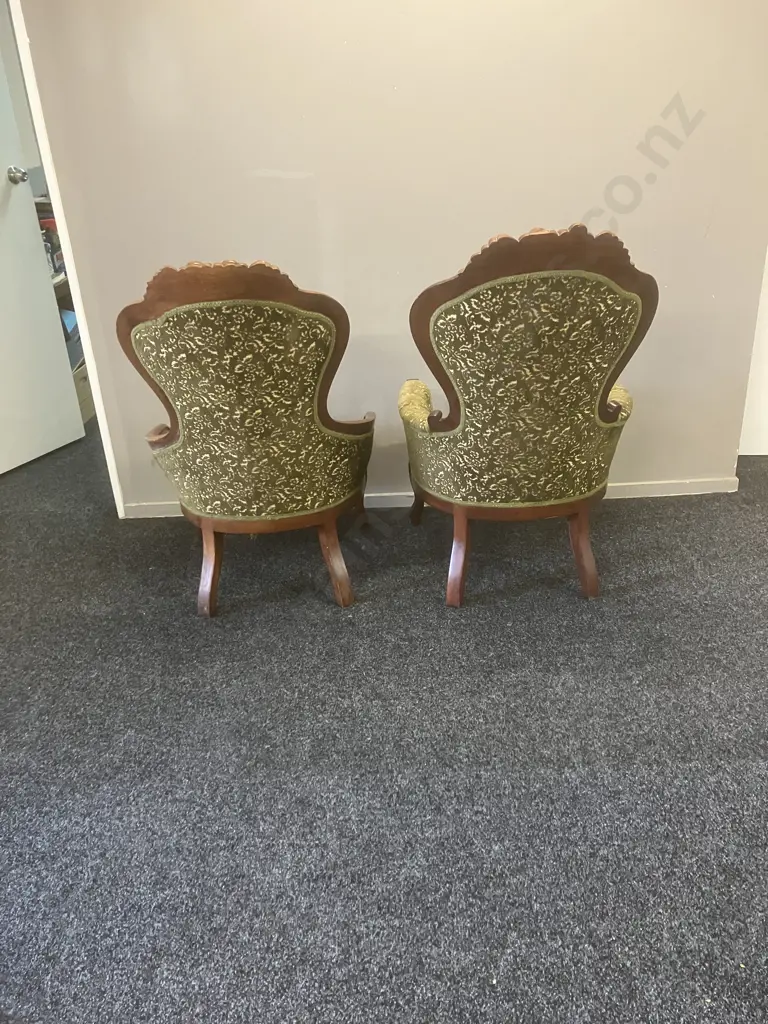 Pair of Victorian Parlour Chairs (Fabric on One Needs Repair) Image 1++