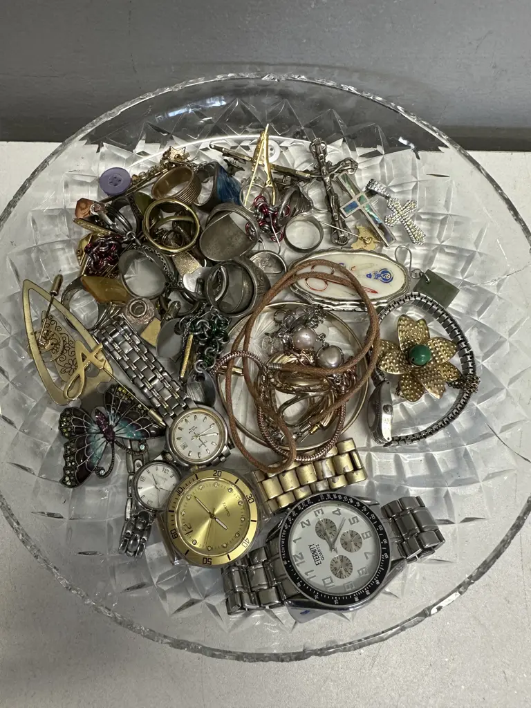Assorted Jewellery Items Including Stamped 925 Cross Pendant Watches, Rings Etc Image 1++