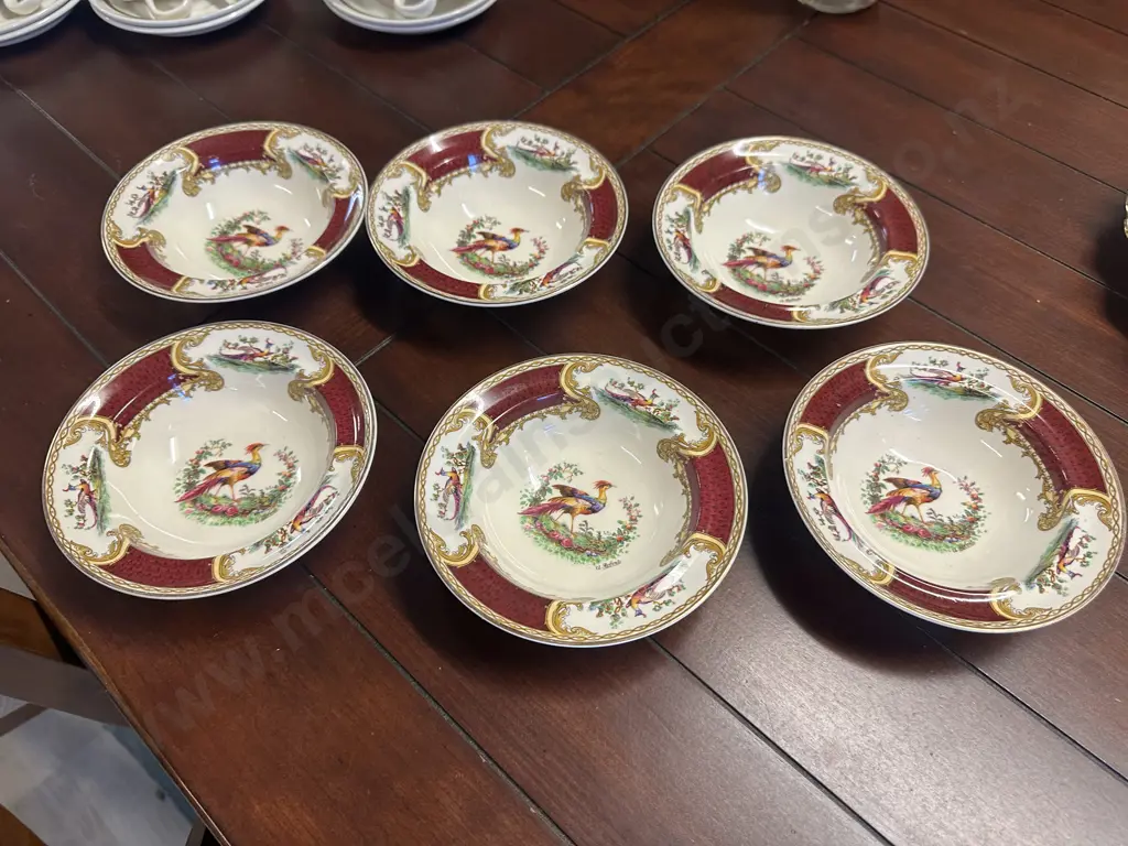 Selection Of China Items Myott Staffordshire 'Chelsea Bird Red' Pattern Bowls x6 Etc Signed A.Roberts  Image 1++