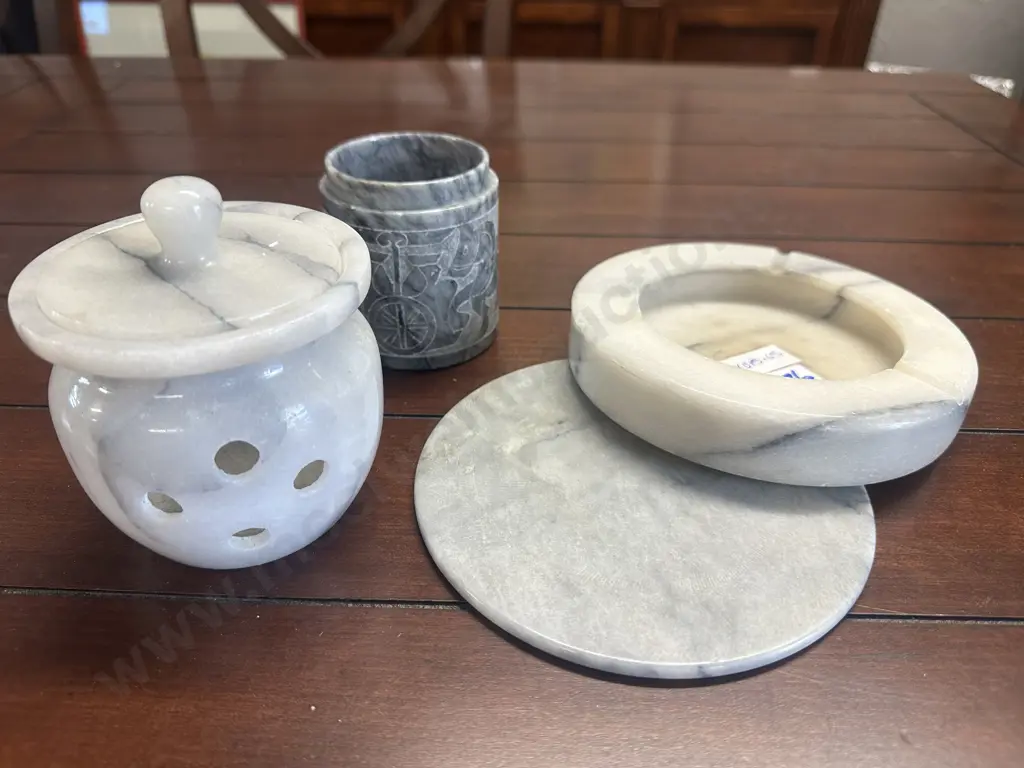 Assorted Marble Items Including Ashtrays Etc Image 1++
