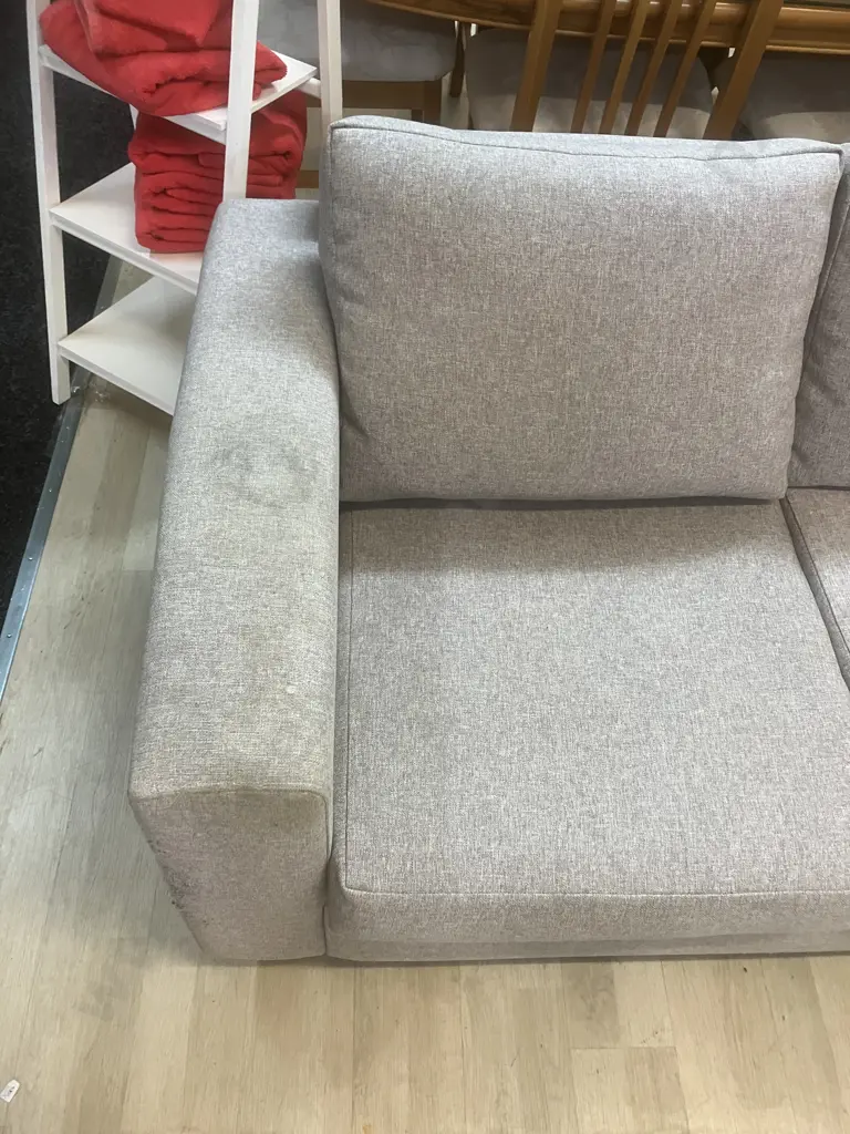 Lounge Suite - 3 Seater + 2 Seater With Ottoman In Grey Fabric Image 1++