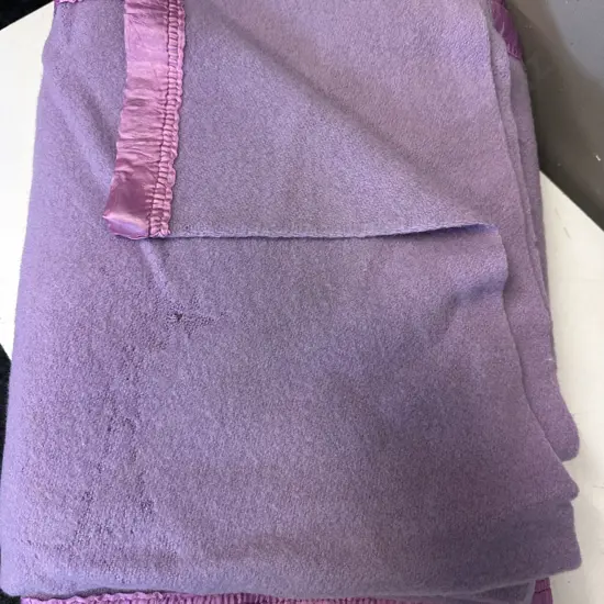 Vintage Single Chateau Woollen Blankets Purple (as found)