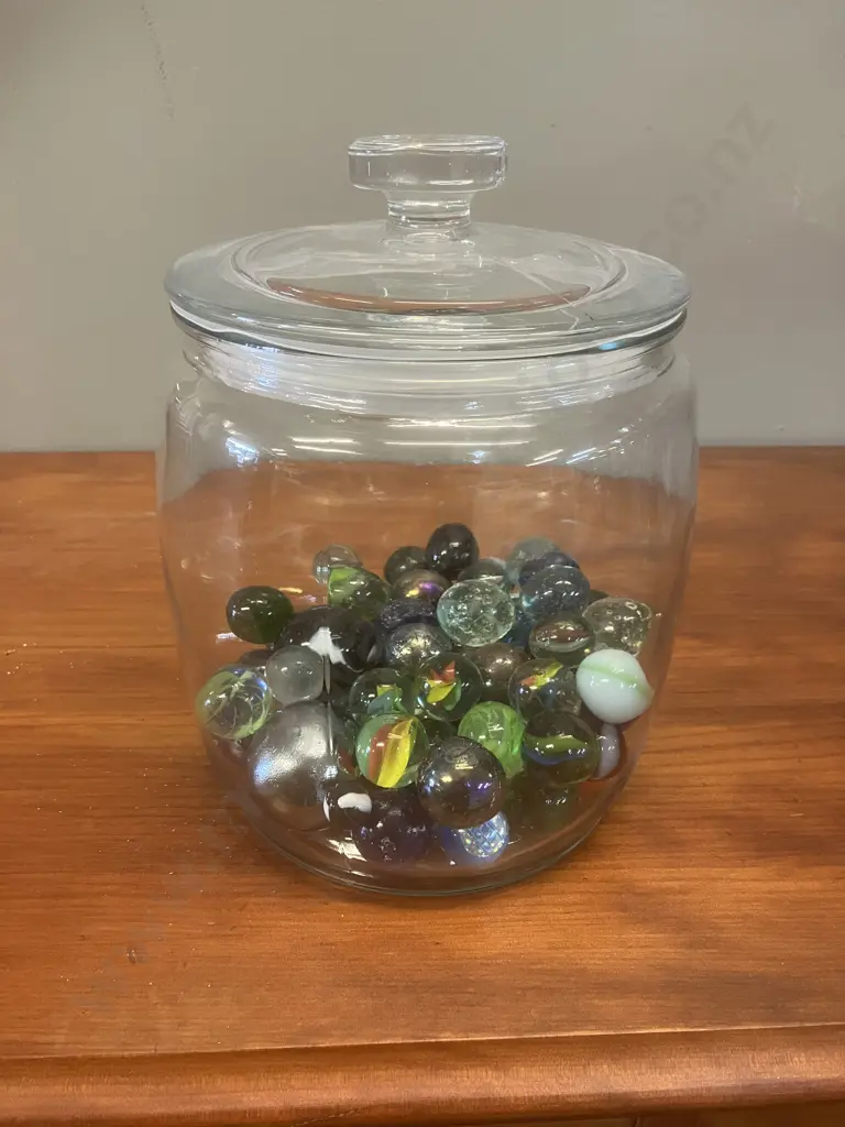 Glass Jar With Marbles Image 1++