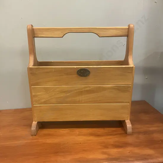 'Country Heritage' Badged Wooden Magazine Rack. H44 W42 D18cm