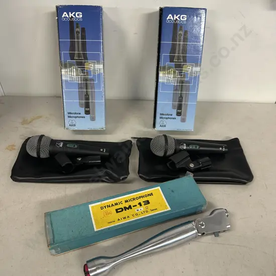 AKG Acoustic Microphones x2 & Aiwa Dynamic Microphone x1
